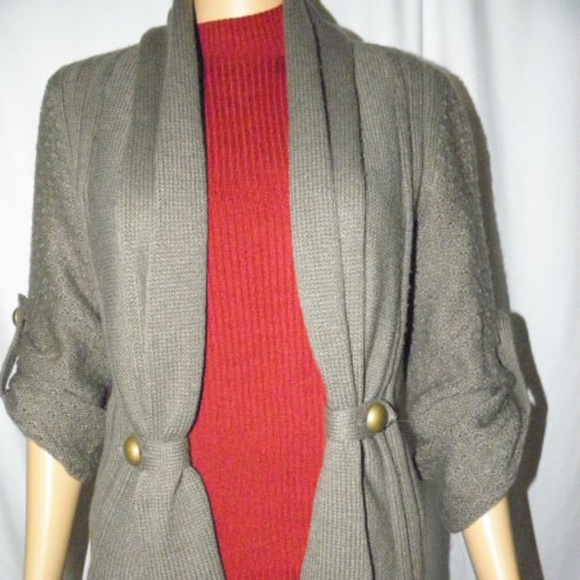 Cute mixed media Shawl Collar Cardigan - Picture 5 of 8